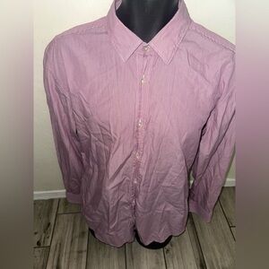 Men’s used Hugo Boss size XL slim fit red striped dress button front shirt